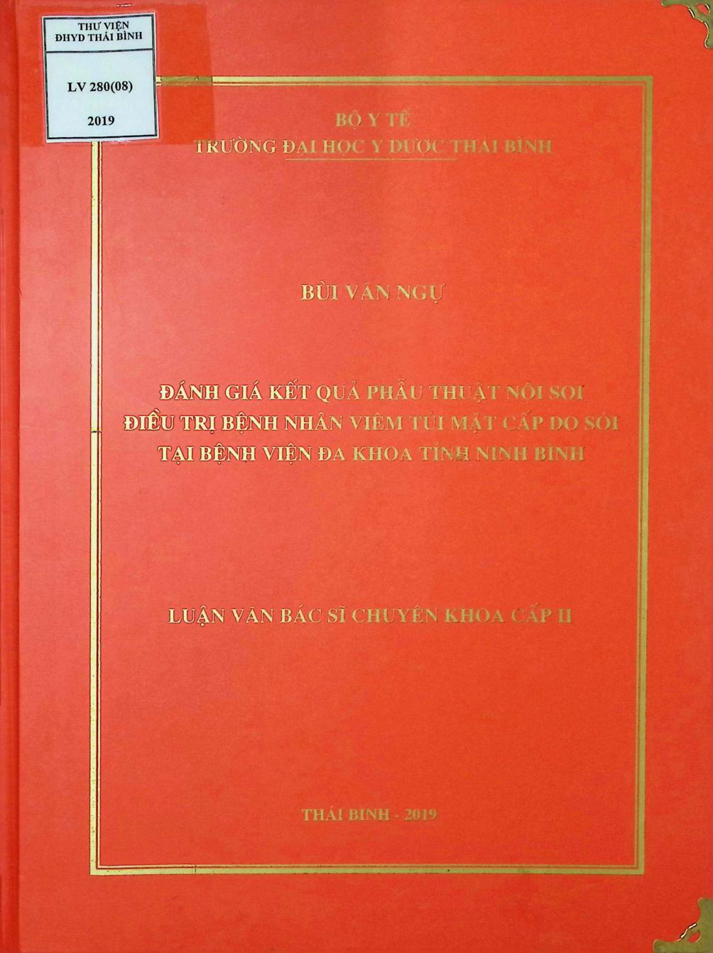 Đánh giá kết quả phẫu thuật nội soi điều trị bệnh nhân viêm túi mật cấp do sỏi tại Bệnh viện Đa khoa tỉnh Ninh Bình