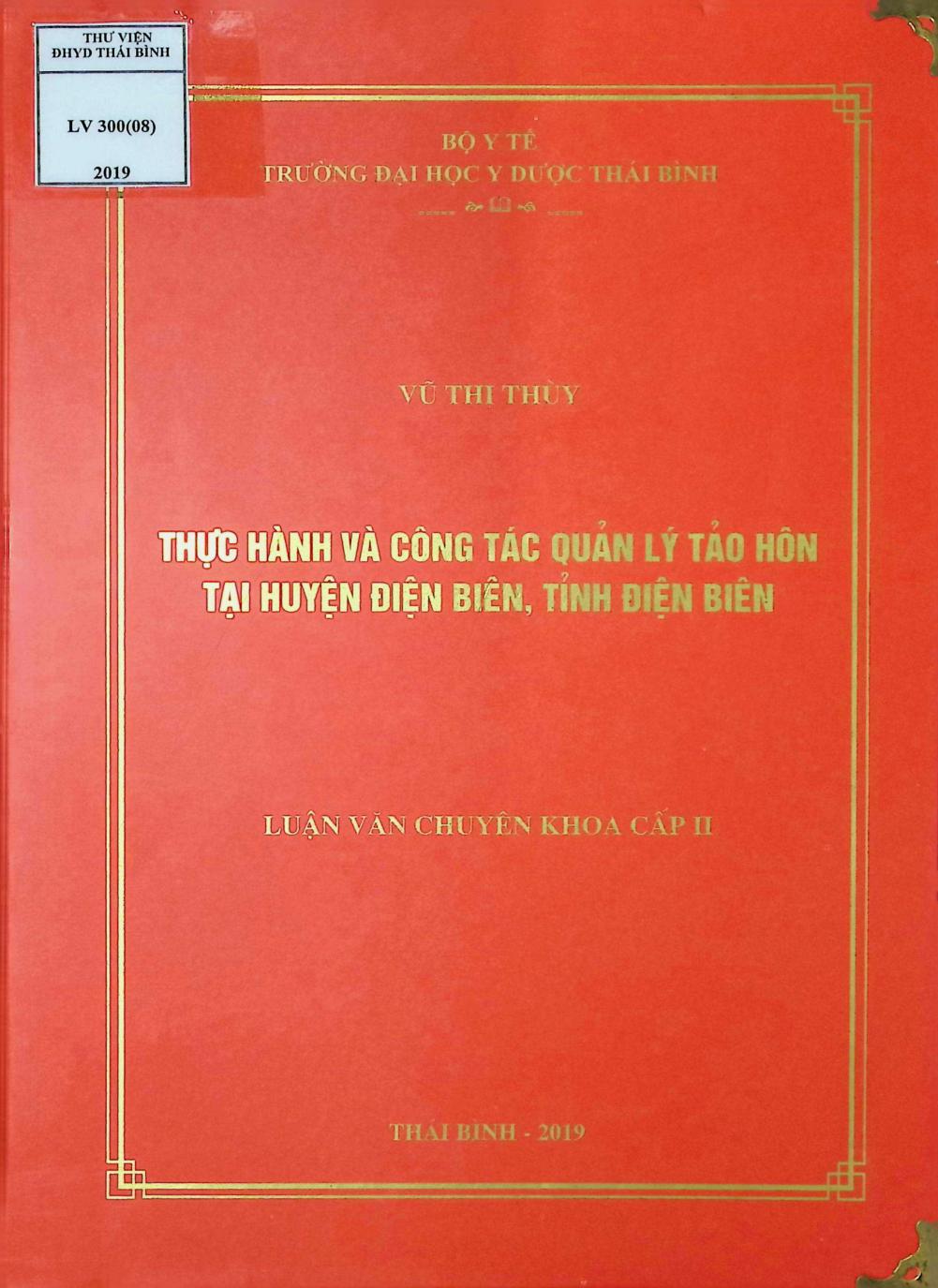 Thực hành và công tác quản lý tảo hôn tại huyện Điện Biên tỉnh Điện Biên