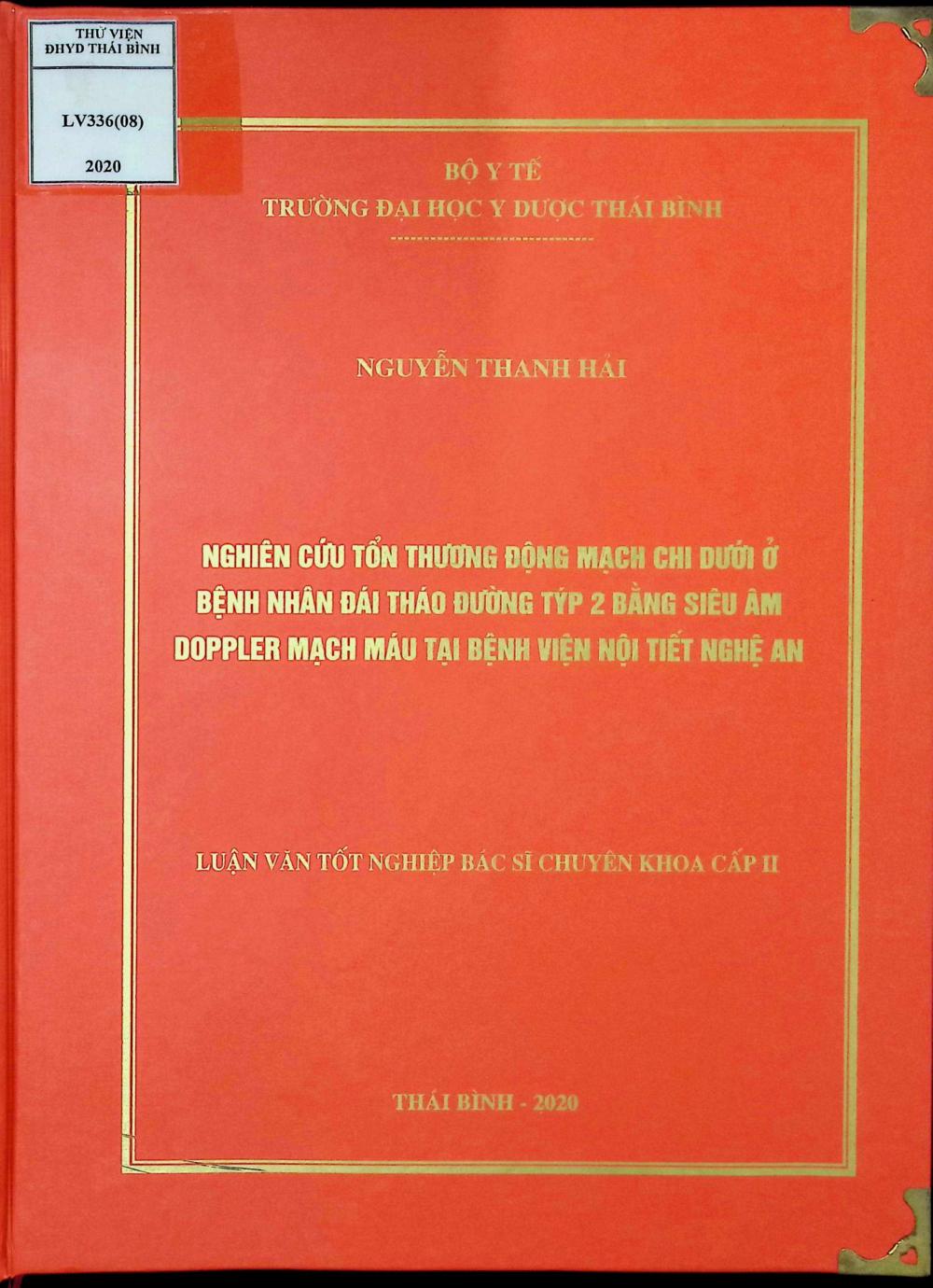 Nghiên cứu tổn thương động mạch chi dưới ở bệnh nhân đái tháo đường týp 2 bằng siêu âm Doppler mạch máu tại bệnh viện nội tiết Nghệ An