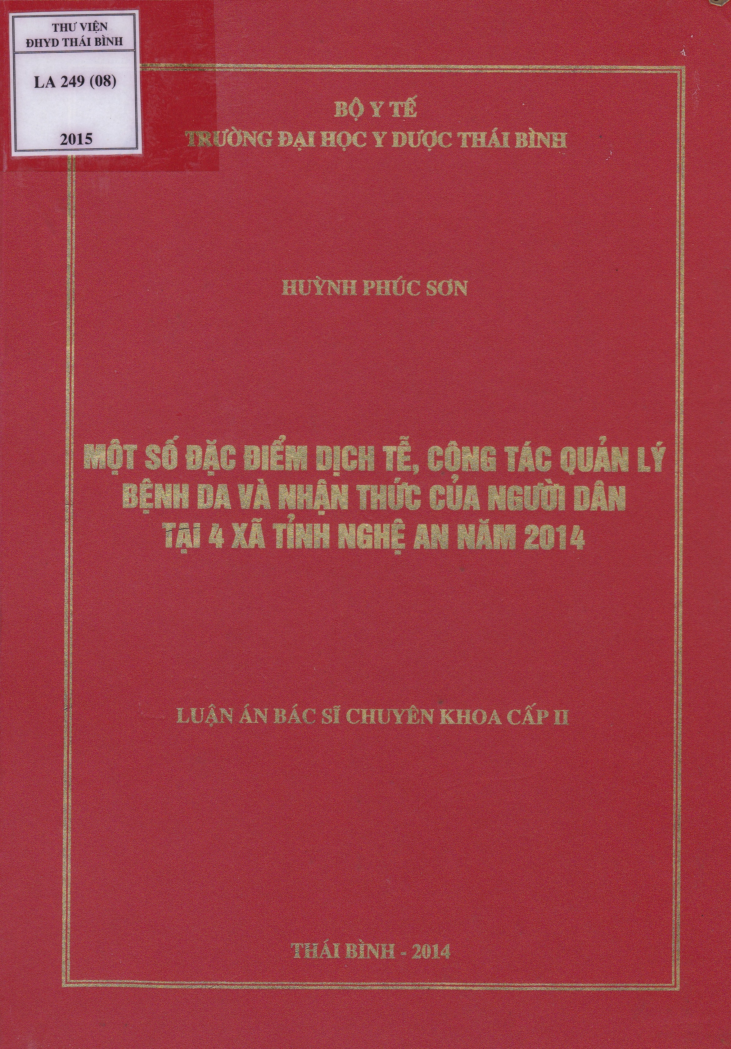 Một số đặc điểm dịch tễ, công tác quản lý bệnh da và nhận thức của người dân tại 4 xã, tỉnh Nghệ An năm 2014.
