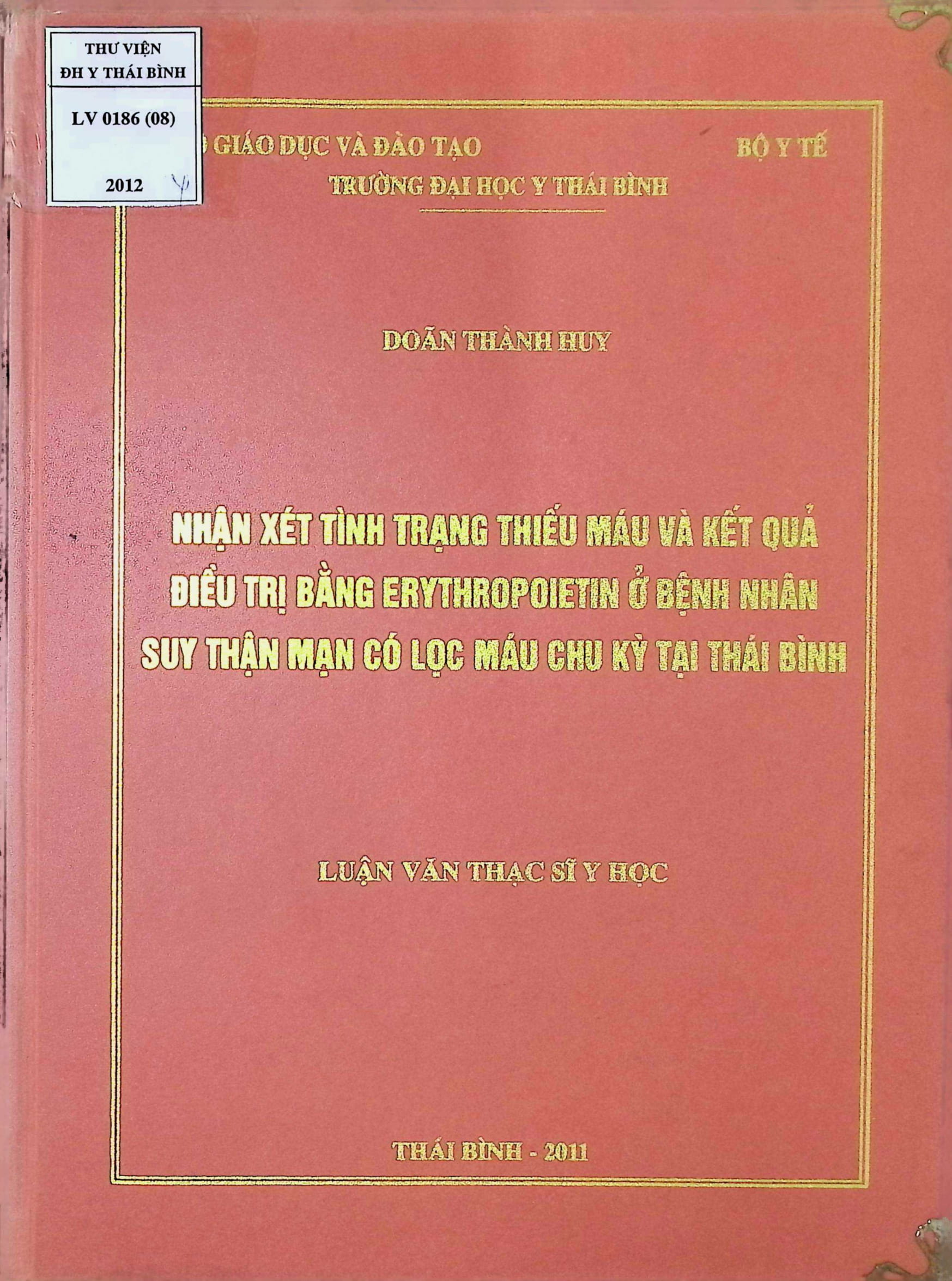 Nhận xét tình trạng thiếu máu và kết quả điều trị bằng ETRYTHROPOIETIN ở bệnh nhân suy thận mạn có lọc máu chu kỳ tại Thái Bình