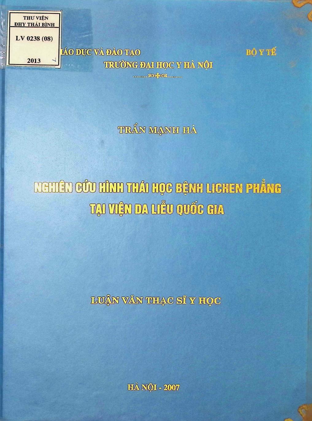 Nghiên cứu hình thái học bệnh Lichen phẳng tại viện Da liễu Quốc gia