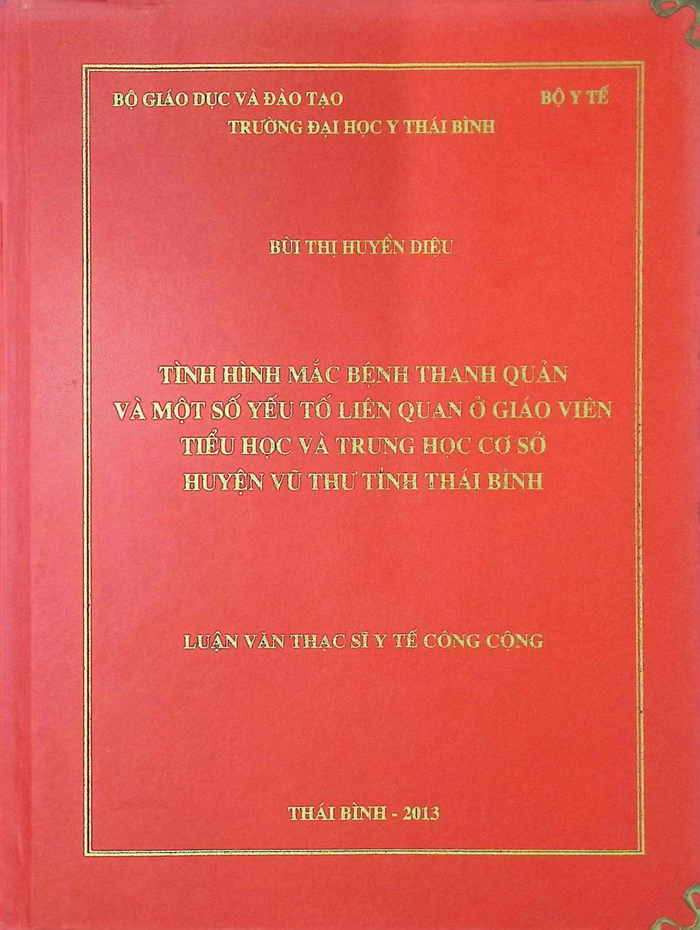 Tình hình mắc bệnh thanh quản và một số yếu tố liên quan ở giáo viên tiểu học và trung học cơ sở huyện Vũ Thư tỉnh Thái Bình