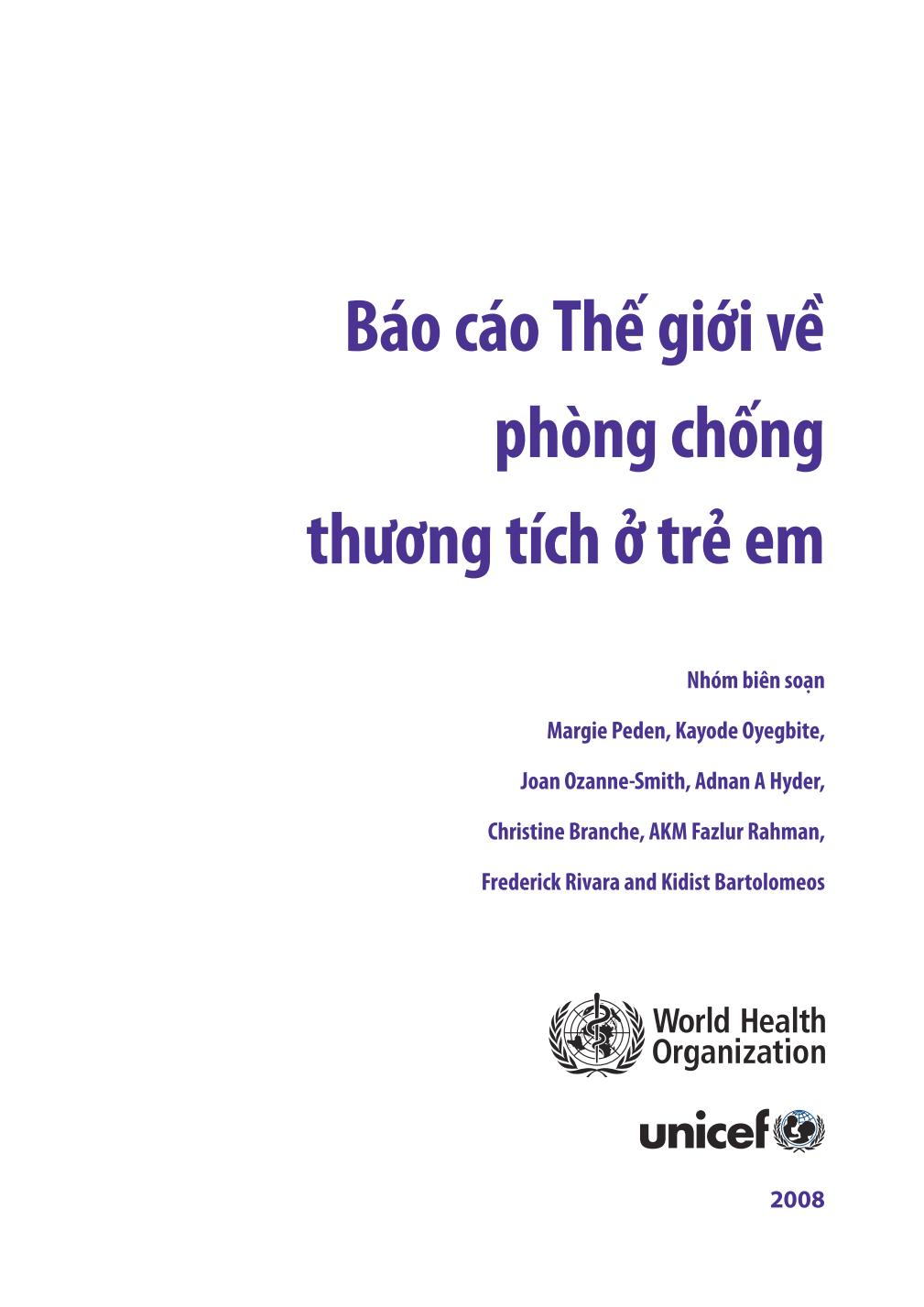 Báo cáo Thế giới về phòng chống thương tích ở trẻ em.